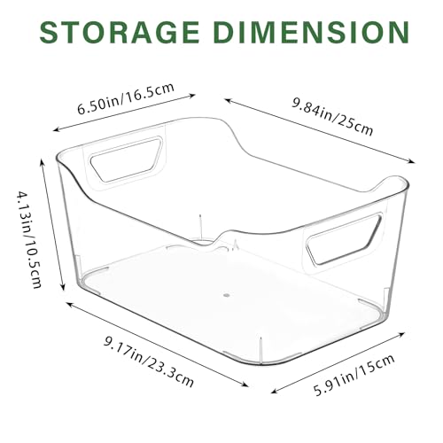 12 Pack Clear Plastic Storage Bins, Pantry Organizers and Storage, Clear Pantry Organizer Bins, Plastic Containers with Handle for Kitchen,Freezer,Cabinet,Closet,Bathroom Under Sink Storage - size: Medium