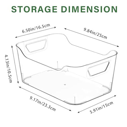 12 Pack Clear Plastic Storage Bins, Pantry Organizers and Storage, Clear Pantry Organizer Bins, Plastic Containers with Handle for Kitchen,Freezer,Cabinet,Closet,Bathroom Under Sink Storage - size: Medium