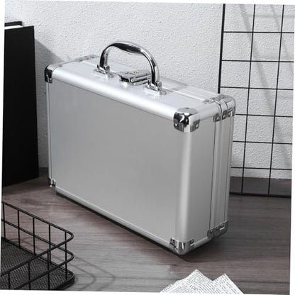 Tofficu Aluminum Alloy Briefcase Lockable Hard Case for Makeup Tool Storage Portable Container with Handle Design for Transport of Valuables