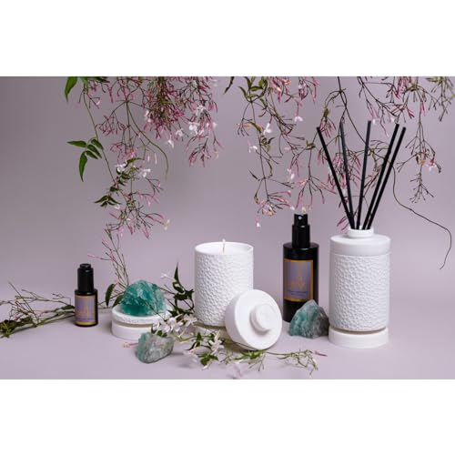 Van Dang Crystal Stone Meditation Set Flourite | Diffuser Oil Dropper Aromatherapy | Luxury Spiritual Home Decor Fragrance Gift Notes of Basil, Ambrette, Pepper, Clary Sage, Mimosa, Sandalwood (Veldt) - color: Veldt