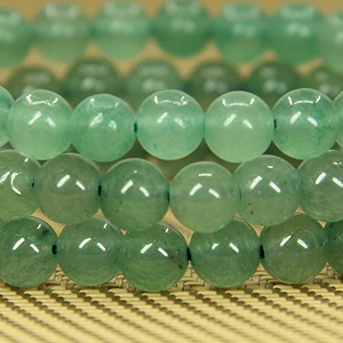 Angelstones Handmade Natural Healing Gemstone 6mm Round Beads Stretch Crystal Bracelet 7 Inch Unisex - color: Green Aventurine