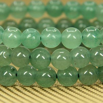Angelstones Handmade Natural Healing Gemstone 6mm Round Beads Stretch Crystal Bracelet 7 Inch Unisex - color: Green Aventurine