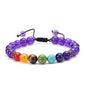 GelConnie Lava Rock Chakra Bracelet 7 Chakra 8mm Natural Stone Healing Bracelet Stress Relief Yoga Beads Anxiety Bracelet Aromatherapy Essential Oil Diffuser Bracelet Bangle - color: B-Amethyst Braided