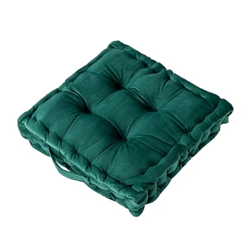 Square Floor Cushions for Adults, 17" Solid Color Velvet Square Floor Pillow Seating Cushions for Living Room Bedroom Reading Yoga Bedroom Home Decor (Dark Green, 17 * 17 inches) - color: Dark Green