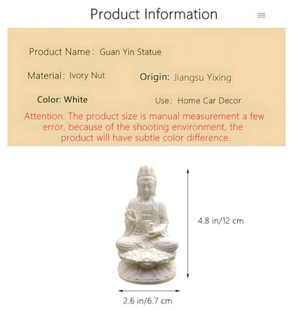 Ivory Fruit Guan Yin Statue,Kwan Yin Sculpture for Home Office Car Feng Shui Décor and Thoughtful Zen Ornamnt Gifting