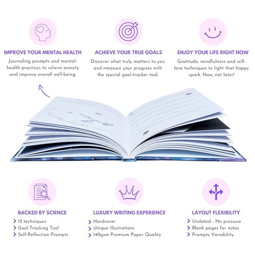Mental Health Journal for Women and Men - Guided Journal with Prompts for Self Love, Gratitude, Mindfulness & Self Care, Motivational and Relaxation Birthday Gift for Women
