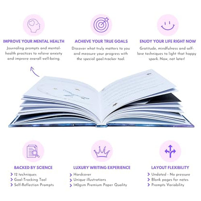 Mental Health Journal for Women and Men - Guided Journal with Prompts for Self Love, Gratitude, Mindfulness & Self Care, Motivational and Relaxation Birthday Gift for Women