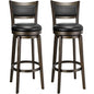 PrimeZone Swivel Bar Stools Set of 2, 34 Inch Extra Tall Bar Height Barstools, Black Faux Leather Bar Stool with High Backrest, Solid Wood Leg, Wrap-Around Footrest, Counter Stools for Pub - size: 34" Extra-tall Bar Height
