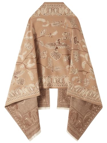 Women's Reversible Pashmina Shawl Wrap for Women Big Scarf Holiday Gifts - color: 06-brown