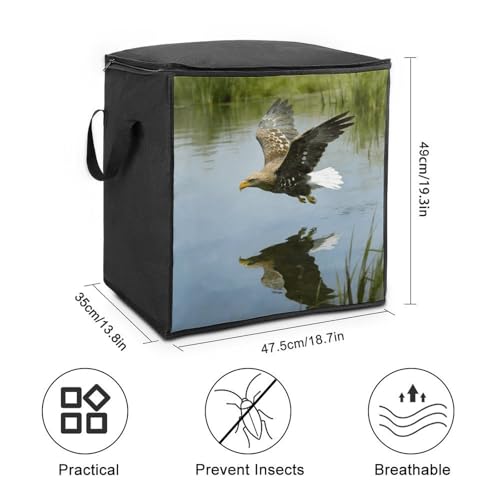 Eagle Storage Bag Portable Closet Organizer Storage Bags Quilt Storage Bags with Zippered Breathable Storage Bag with Carry Handles for Blanket Pillow Bedding