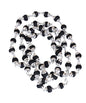 Tulsi Mala in Designer Caps Natural Tulsi Jap Mala - color: Black & Silver