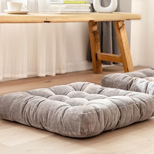 2-Pack of Square Meditation Pillow,Large Floor Pillows Cushions for Adults,Solid Thick Tufted Seat Cushion Square Floor Cushions for Balcony Bedroom Tatami(2pcs, Gray1) - color: Gray1