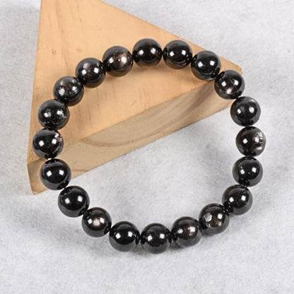 Justinstones Gem Semi Precious Gemstone 10mm Round Beads Stretch Bracelet 7 Inch Unisex - color: Hypersthene