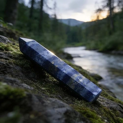 2pcs Natural Crystal Point Wand Set,Hand-Finely Polished,Meditation Healing Purification,Full-Scenario Decoration Display for Home Office,Holiday Gifting(15cm Big Wand 2pcs Lapis Lazuli)