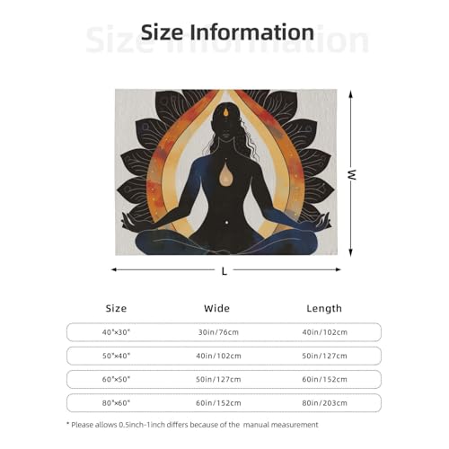 Yoga Meditation Prints Throw Blanket (320g Flannel) Anti-Pilling Warm Fuzzy Blankets for Bed Sofa Couch Travel 40x30 Inch - color: Yoga Meditation, size: 40x30 Inch