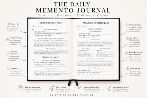 The Daily Memento Journal - 90 Day Guided Gratitude & Reflection Journal for Self Care, Mindfulness, Habit Tracking, and Personal Growth for Men & Women - THE SERENDIPITY WAY (Black) - color: Black