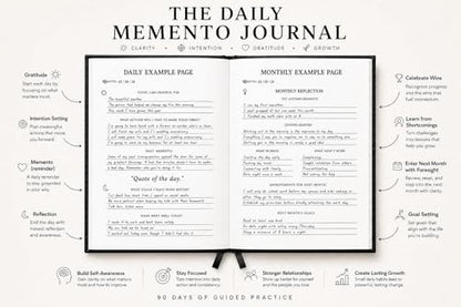 The Daily Memento Journal - 90 Day Guided Gratitude & Reflection Journal for Self Care, Mindfulness, Habit Tracking, and Personal Growth for Men & Women - THE SERENDIPITY WAY (Black) - color: Black