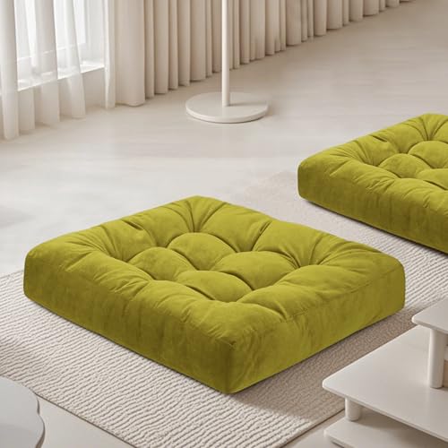 Meditation Floor Pillow 22×22 Inch 2 Pack Large Floor Cushions for Adults Square Tufted Corduroy Floor Pillows for Yoga Living Tatami Room Green - color: Green