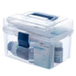 MyGift 10 Inch First Aid Clear Bin with Detachable Tray and Blue Quick Access Top Lid Flap, Portable Emergency Kit, Medical Supply Travel Tote, Medicine Storage Box Container (Navy) - color: Navy