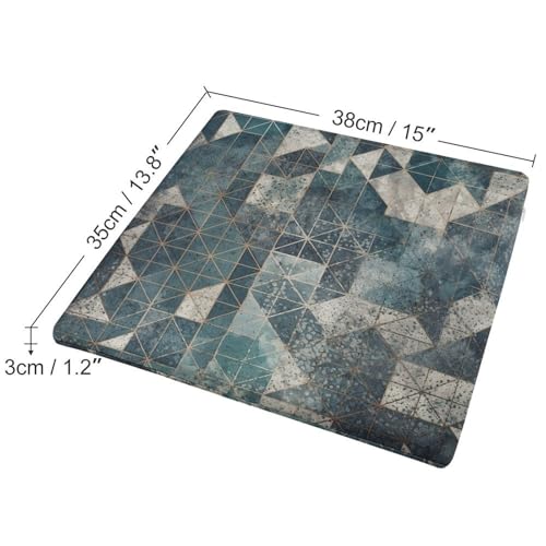 Blue and Gray Geometry Degrees of Comfort Meditation Floor Pillow, Square Large Pillows Seating for Adults, Tufted Corduroy Cushions for Outdoor Yoga Tatami Fireplace Living Room 15x15 Inch