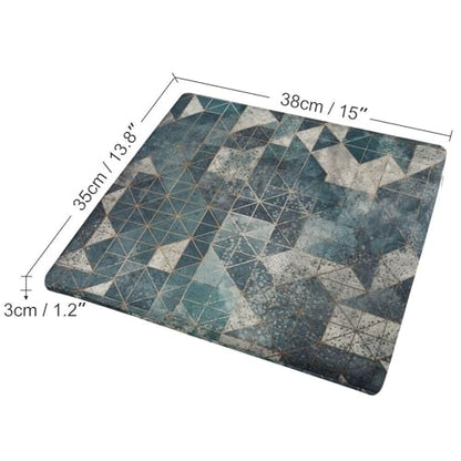 Blue and Gray Geometry Degrees of Comfort Meditation Floor Pillow, Square Large Pillows Seating for Adults, Tufted Corduroy Cushions for Outdoor Yoga Tatami Fireplace Living Room 15x15 Inch