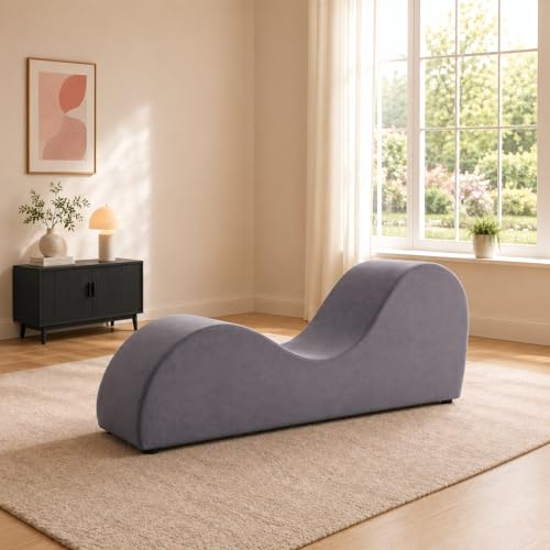 Naomi Home Yoga Chair for Adults - Ergonomic Yoga Chaise Lounge Bench, Wood & Metal Frame, 330 lb Capacity, Upholstered Microfiber Lounge for Deep Stretching, Relaxation & Creative Comfort - Gray - color: Grey