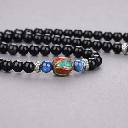 COAI Black Obsidian Stone Bracelet Necklace Mala Beads 108 - style: Kyanite