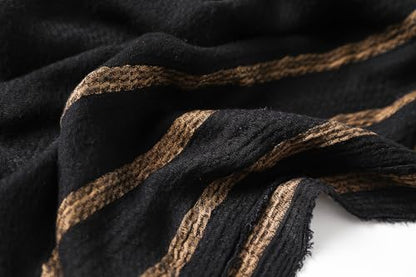 WINCESS.YU Women Gradient Scarf Long Shawls and Wraps Fashion Plain Pashmina Formal Scarf - color: Lx92-black
