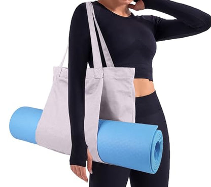 Yoga Mat Bag for Women, 100% Cotton Canvas Tote with Wet/Dry Pocket, Bottle Holder and Inner Zipper Pocket, 25L Carrier for Pilates and Travel - color: Lilac