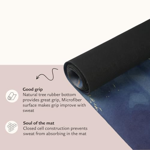 Shakti Warrior Suede yoga mat - Premium Printed Natural Eco-friendly Non-Slip Mat Great for Hot Yoga, Pilates, Workouts (72 inch x 24 inch x 3mm thick)