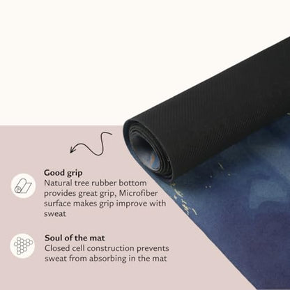 Shakti Warrior Suede yoga mat - Premium Printed Natural Eco-friendly Non-Slip Mat Great for Hot Yoga, Pilates, Workouts (72 inch x 24 inch x 3mm thick)