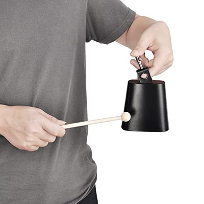 Eastrock 4 inch Metal Steel Cow Bells Noise Makers Hand Percussion Cowbell with Stick for Drum Set - size: 4''