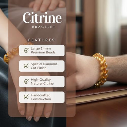 The Alchemist's Arcanum Adjustable Beaded Wrist Accessory for Men and Women, Stretch Fit Stone Bead Jewelry for Daily Wear and Gifting - color: Citrine