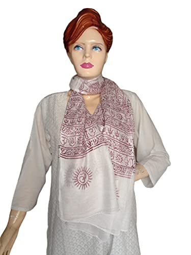 KVR Hindu Pooja Religious Cotton Indian prayer scarf with OM Krishna Ganesha Shiva Nataraja yoga spiritual auspicious prints - color: White - Krishna-3