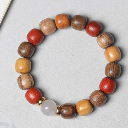 Zen Dear Unisex Natural Colorful Wood Buddhist Prayer Beads Bracelet Necklace Tibetan Mala Prayer Beads - style: 11mmx12mmx17beads