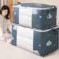 2pcs/set Large Capacity Wardrobe Storage Bag Fabric Dustproof Handles Printed Closet Organizer For Clothes Quilts, Navy&blue