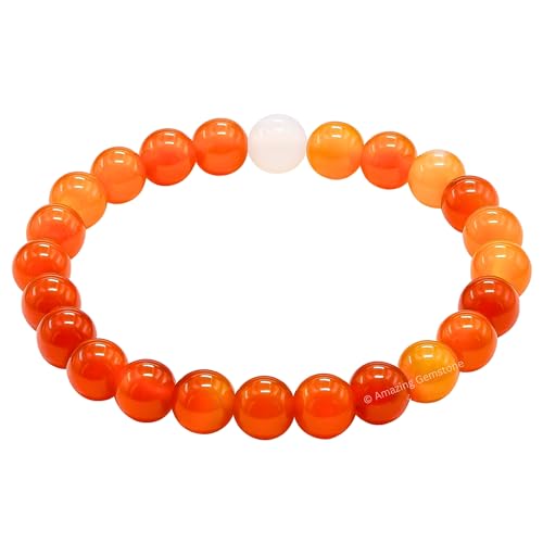 Amazing Gemstone Crystal Bracelet for Women Men's Gifts - Protection Healing Crystal Bracelet - 8mm Gemstone Beaded Stretchable Bracelet Pulseras Para Hombres Mujer Stocking Stuffers Mothers Day Gift (Carnelian) - color: Carnelian