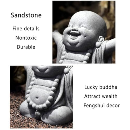 OwMell Japanese Jizo Monk Statue, Buddha Jizo Figurine Memorial Aquarium Statue Ornament - Laughing Buddha - color: Laughing Buddha
