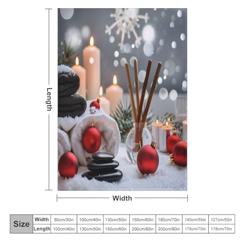 Christmas Balls Towels Throw Blanket, Soft Lightweight Cozy Warm Zens Stones Candle Flannel Blankets for Couch Bed Travel, 30"x40" - color: Christmas Balls Towels, size: 30"x40"