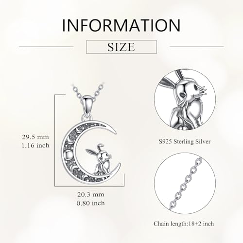 Sun and Moon Necklace 925 Sterling Silver Sun Moon Pendant Gemstone Jewelry Gifts for Women - style: Bunny