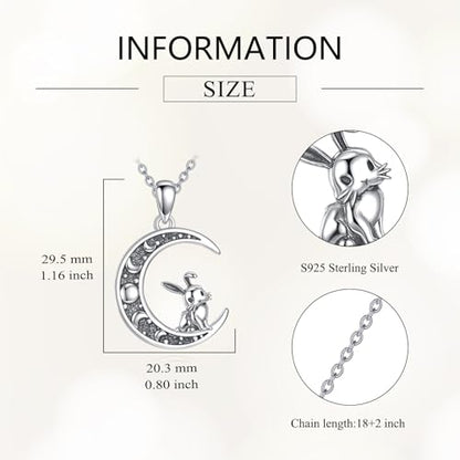 Sun and Moon Necklace 925 Sterling Silver Sun Moon Pendant Gemstone Jewelry Gifts for Women - style: Bunny