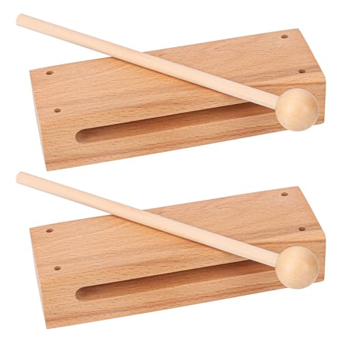 2 Set Solid Wood Rhythm Block with Mallet, Wood Block Musical Instrument, Percussion Rhythm Blocks, Hand Percussion Instruments for Adults, Concert Percussion, Live Musical, School, Community