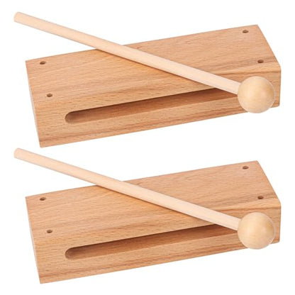 2 Set Solid Wood Rhythm Block with Mallet, Wood Block Musical Instrument, Percussion Rhythm Blocks, Hand Percussion Instruments for Adults, Concert Percussion, Live Musical, School, Community