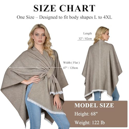 QUIRAI Shawl Wraps for Women, Elegant Pashmina Poncho Shawl for Air Conditioned Rooms,Birthday Gifts for Women Mom Wife - color: Light Khaki