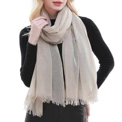RIIQIICHY Scarf for Women Lightweight Solid Color Long Fashion Gauze Scarves Shawl Wrap - color: Khaki