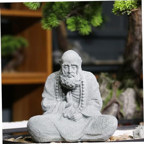 1pc Chinese Style Sitting Buddha Statue Sandstone Figurine for Home Decor Office Zen Garden and Meditation Spaces