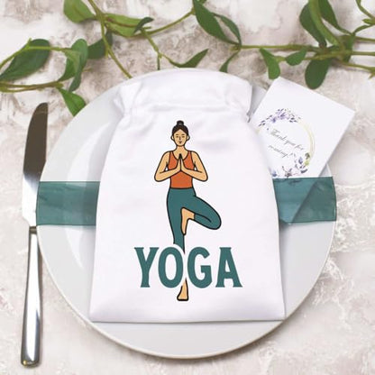 Azeeda 20cm 'Yoga Pose Meditation' Satin Drawstring Bag/Pouch (SB00124943)