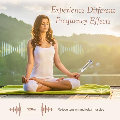 128 Hz Weighted Tuning Fork, Aluminum Alloy Sound Healing Tool for Yoga Meditation Relaxation, C128 Frequency with Silicone Hammer, Storage Bag, Cleaning Cloth - size: 128hz