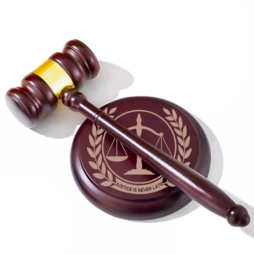 Wooden Gavel and Sound Block Set, Judge Gavel, Gavel for Meetings, Wooden Gavel for Courtroom, Hammer and Gavel Set, Mock Judges Gavel Prop, Auction Gavel ﻿2025 New ''Justice is Never Late'' - style: Carved Patterns (Upgrated)