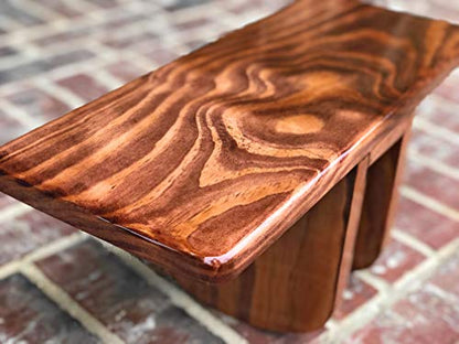 Hand Crafted Mahogany Stain Pi Meditation Bench